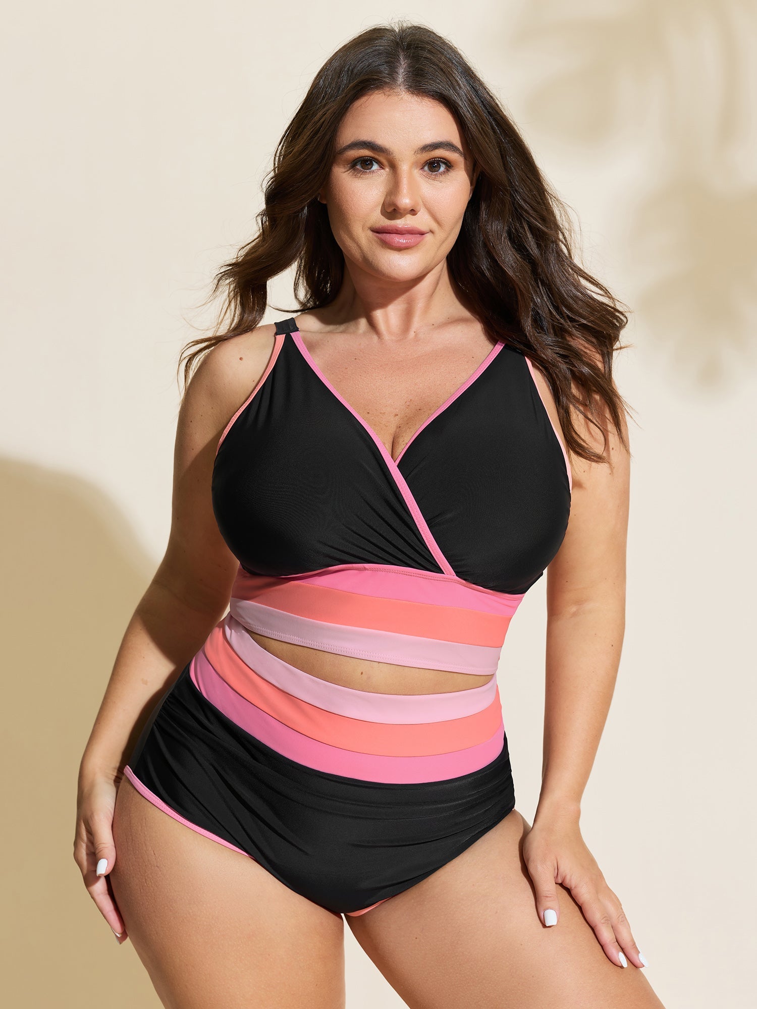 Color Contrast Stretchy Bikini Top