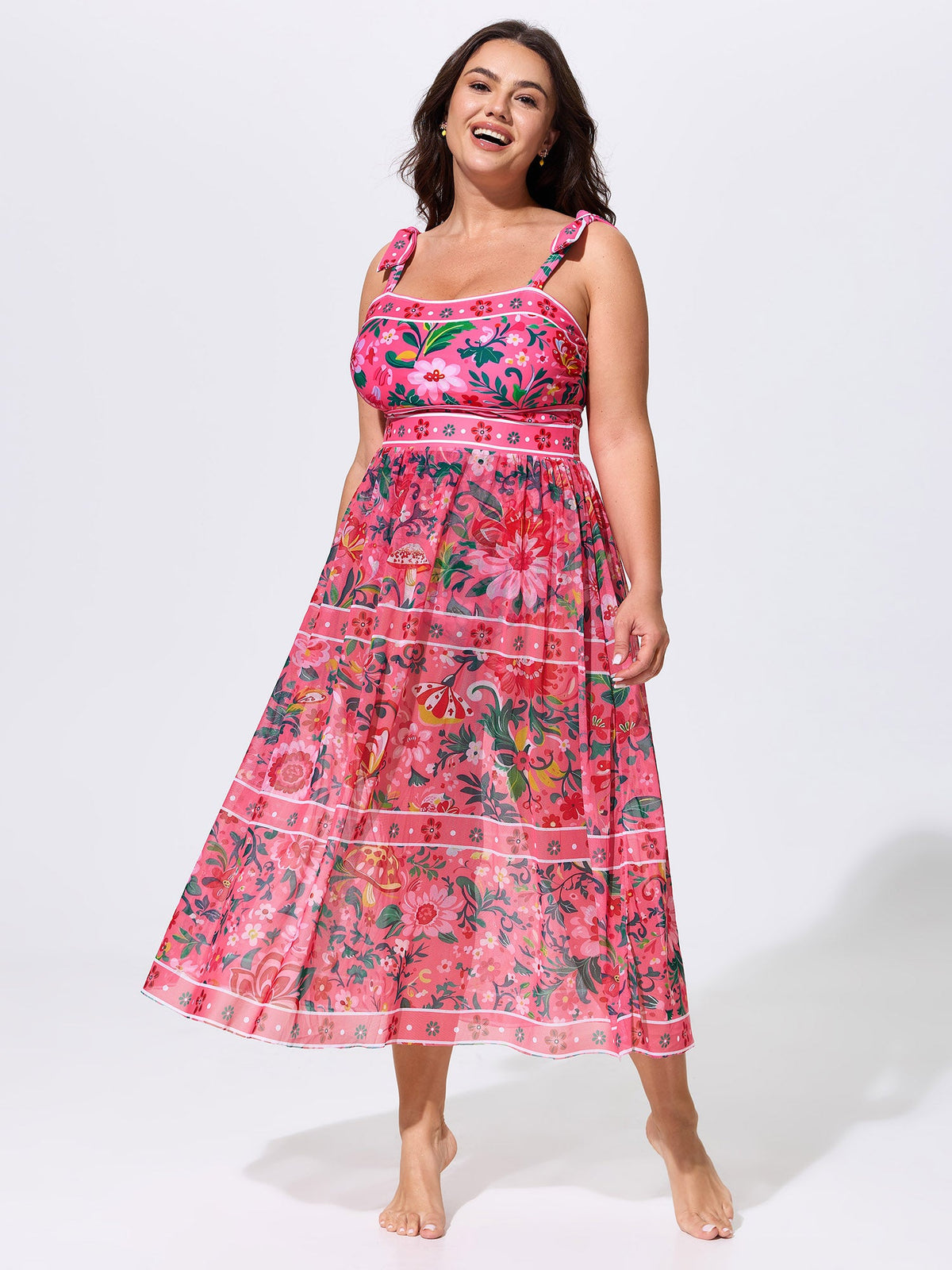 Sheer Sarong Set Flora Print One-Piece Swim