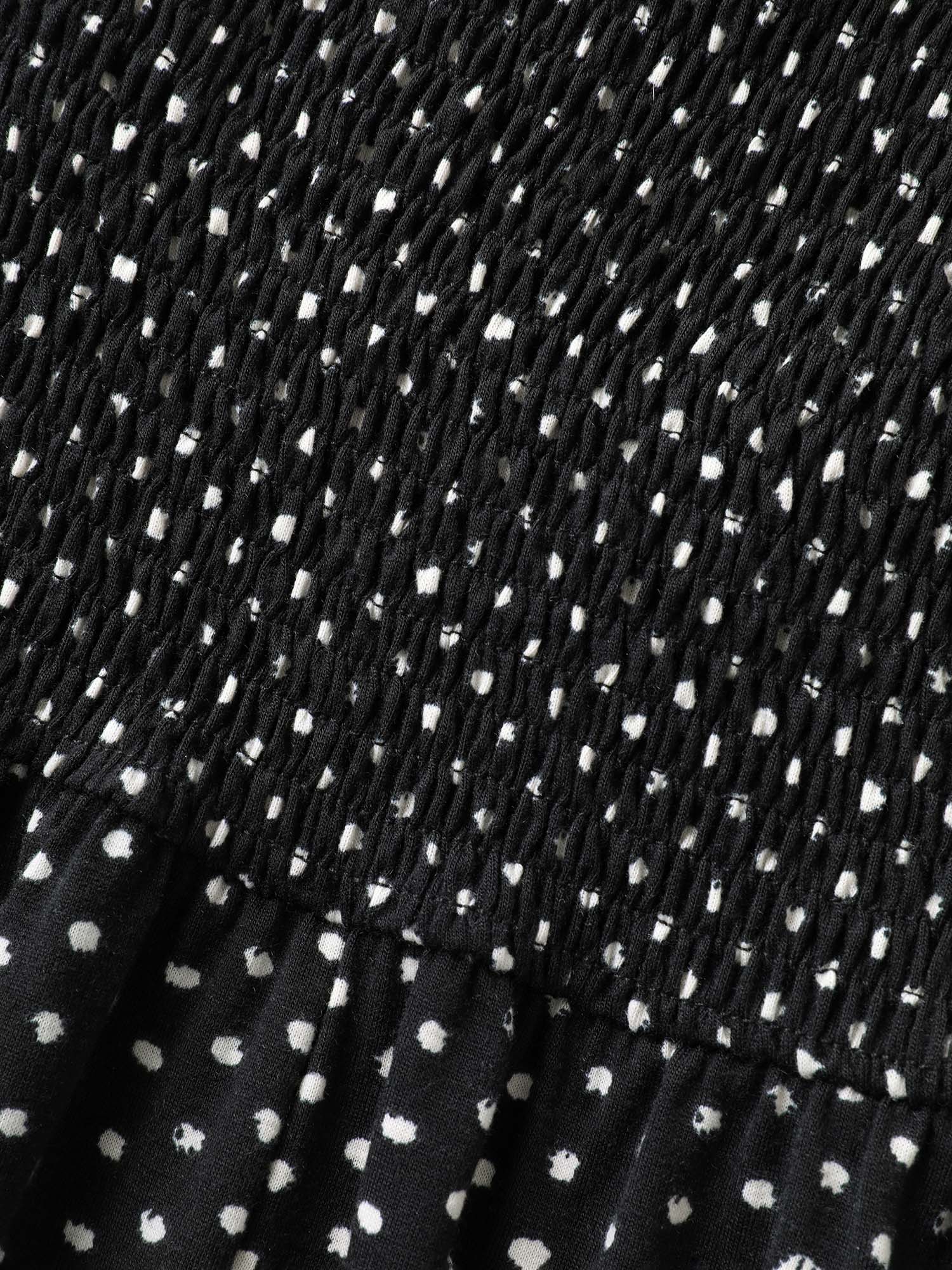 Stretchy Polka Dots Shirred Tank Top