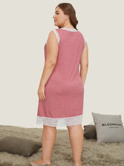 Crochet Lace Pocket Heather Sleeveless Nightgown