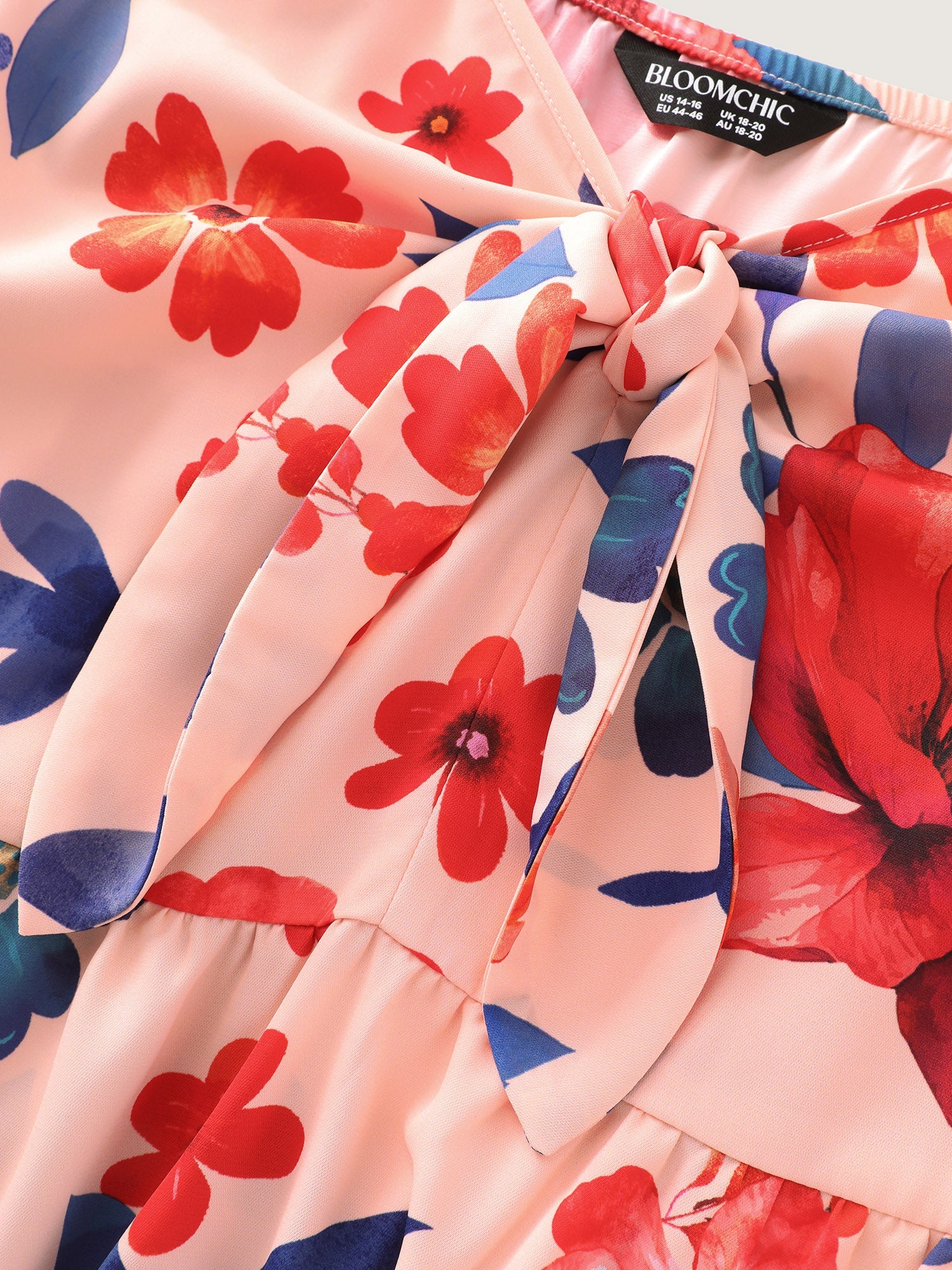 Floral Print Flutter Sleeve Contrast Maxi Dress