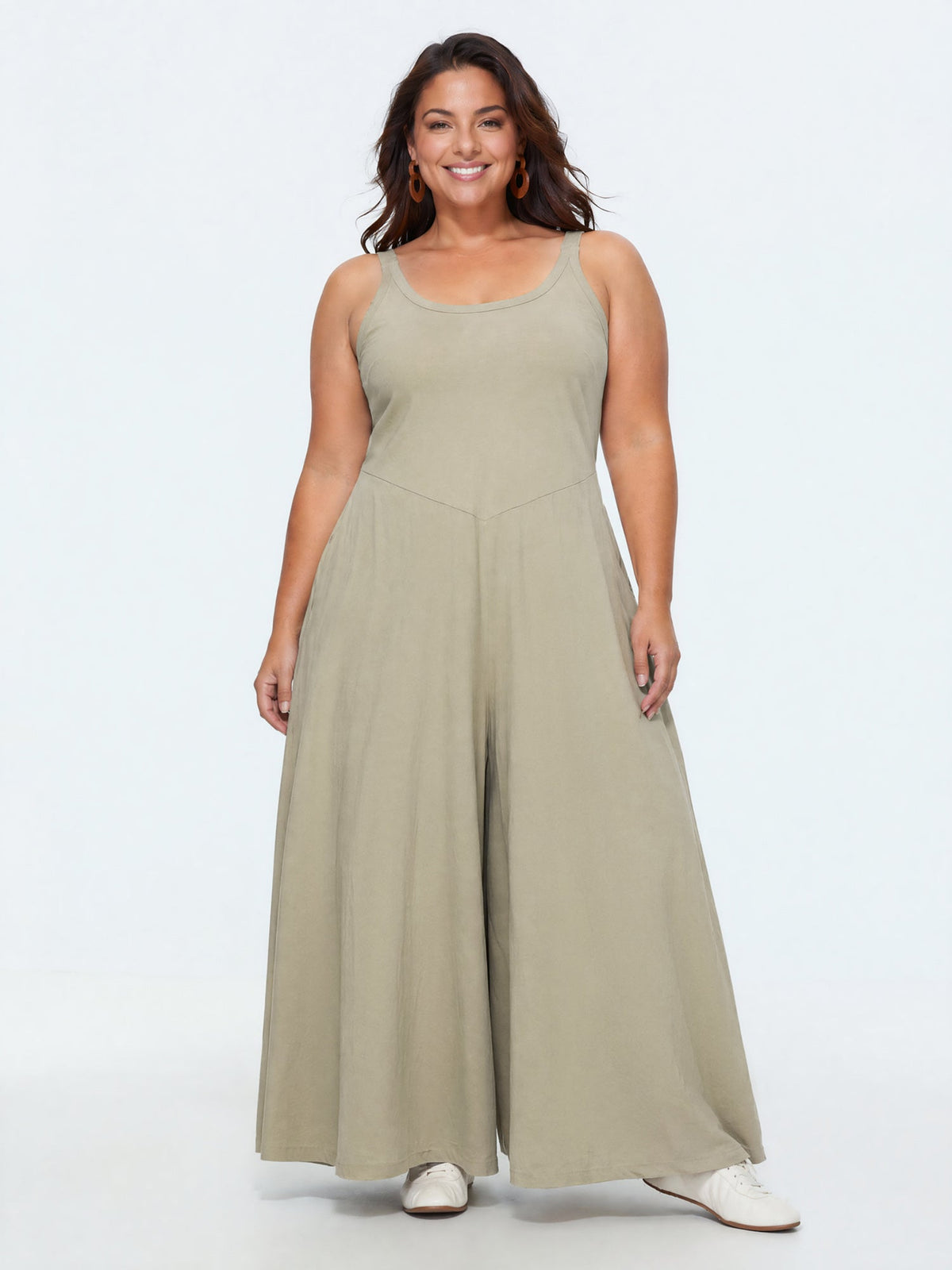 Cotton Sleeveless Wide-Leg Jumpsuit