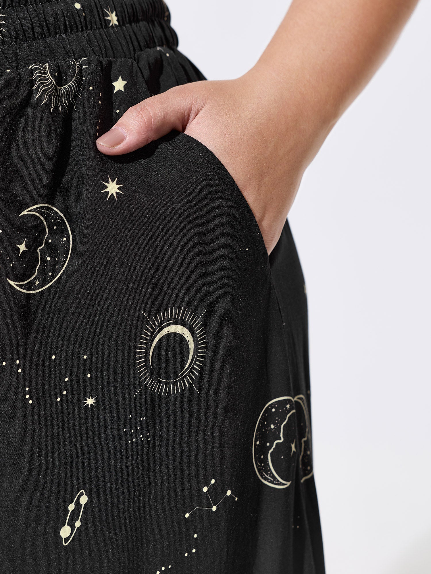 Star Moon Print Flowy Pants