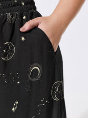 Star Moon Print Flowy Pants