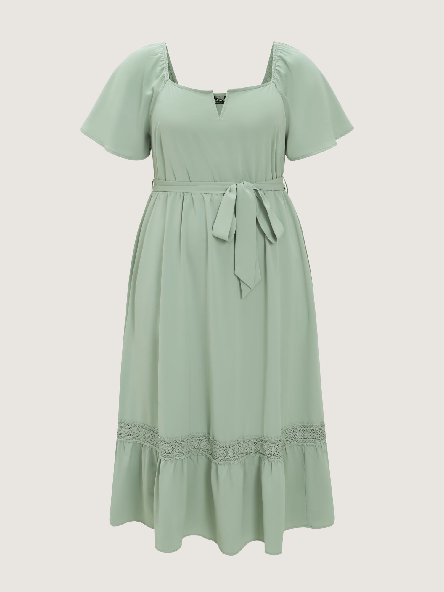 2-Way Wear Neckline Waist-Tie Maxi Dress