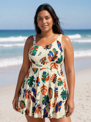 Tropical Print Cami Swim Dress