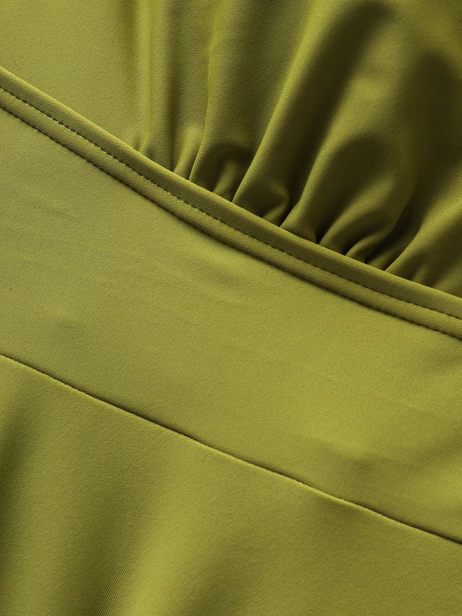 Plain Gathered Asymmetrical Hem Swim Top