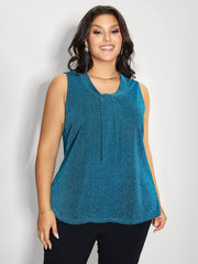 Lurex Butterfly Knot Collar Lined Tank Top