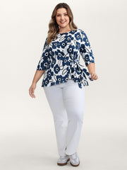 Floral Print Waist-Tie Blouse