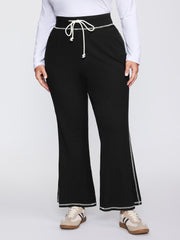 Stretchy Drawstring Waist Flared Pants