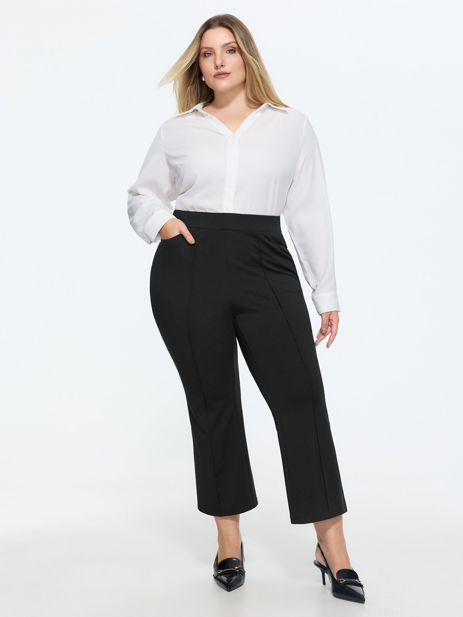 Stretchy Curvy-Fit Plain Pants