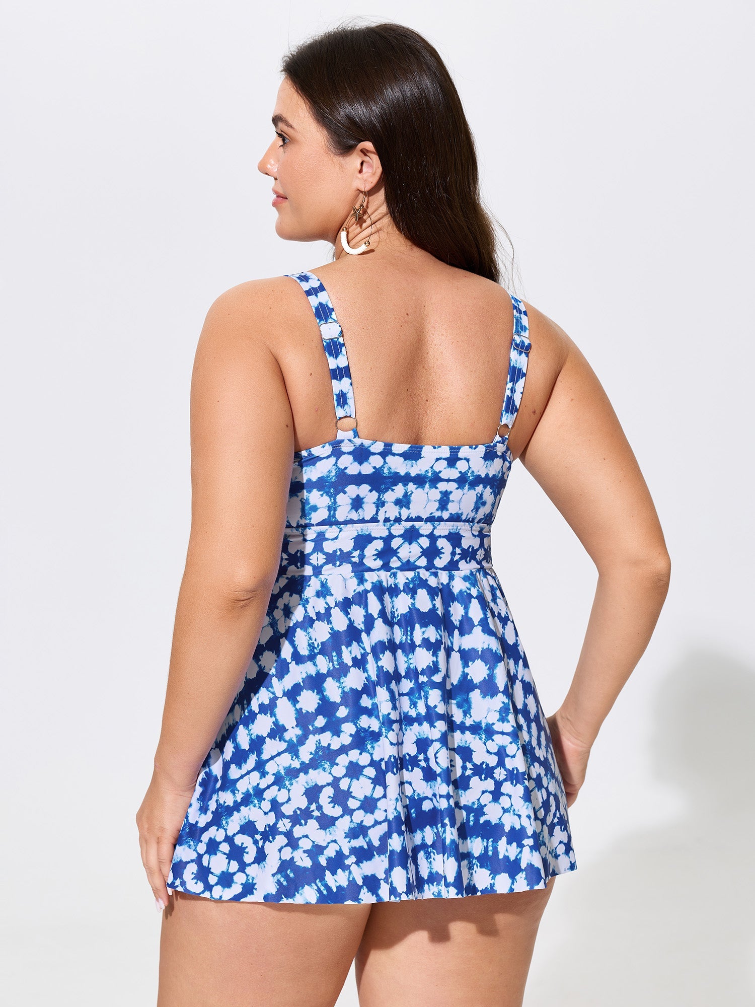 Tie-Dye Print Twist Front Swim Top
