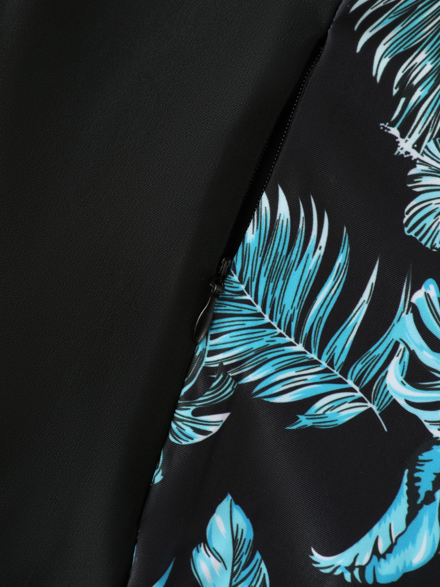 Floral Print Zipper Pocket Swim Top