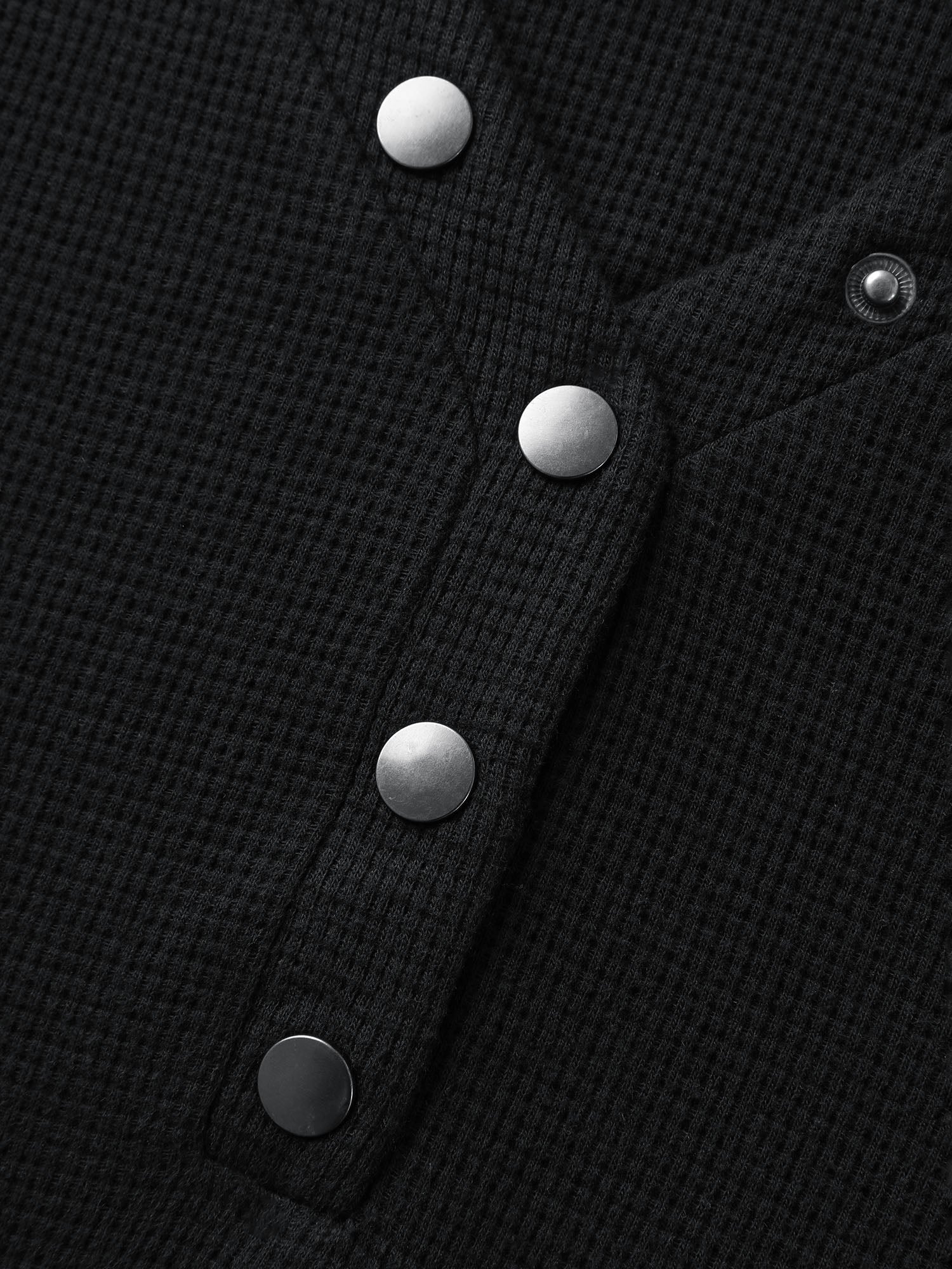 Textured Snap Buttons Hooded Sweatshirt