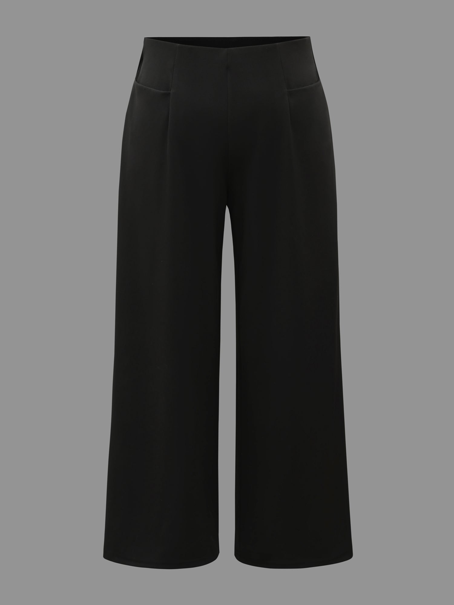 Solid Pleated Wide-Leg Pants