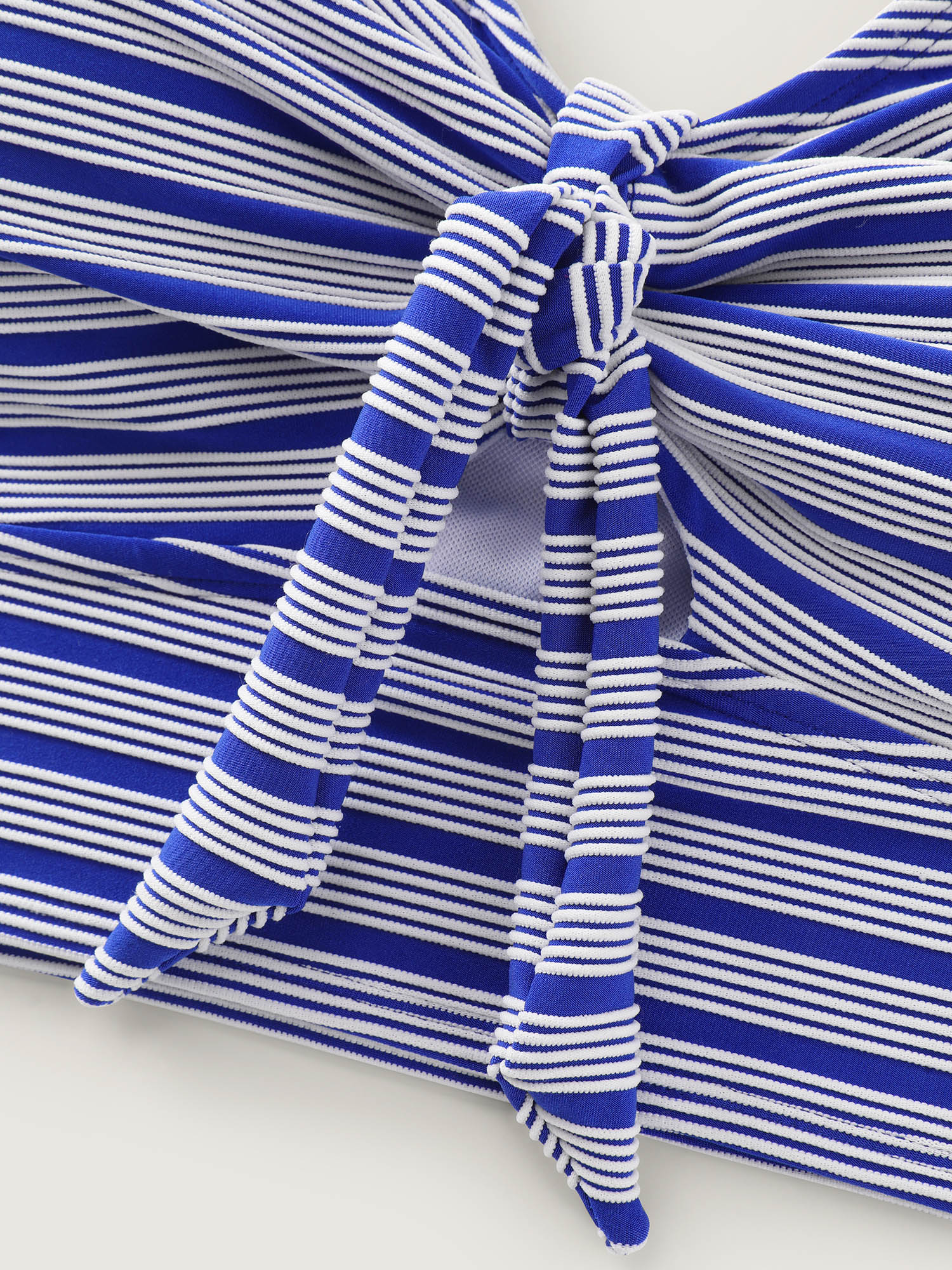 Striped Print Knotted Front Swim Top
