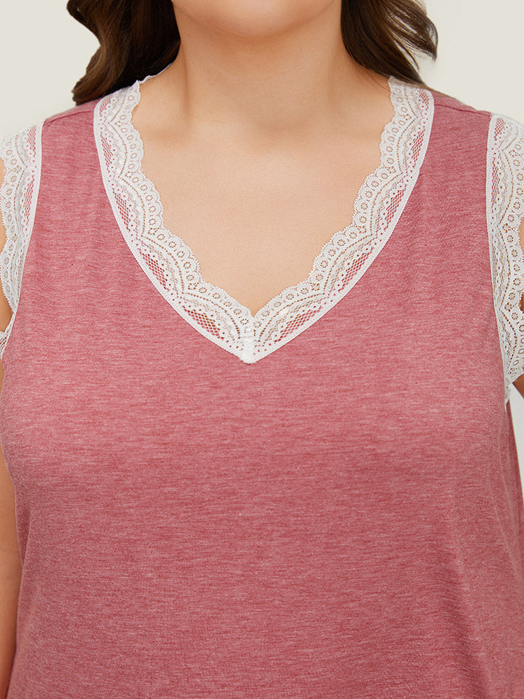 Crochet Lace Pocket Heather Sleeveless Nightgown