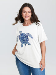 Supersoft Turtle Print Plain T-Shirt