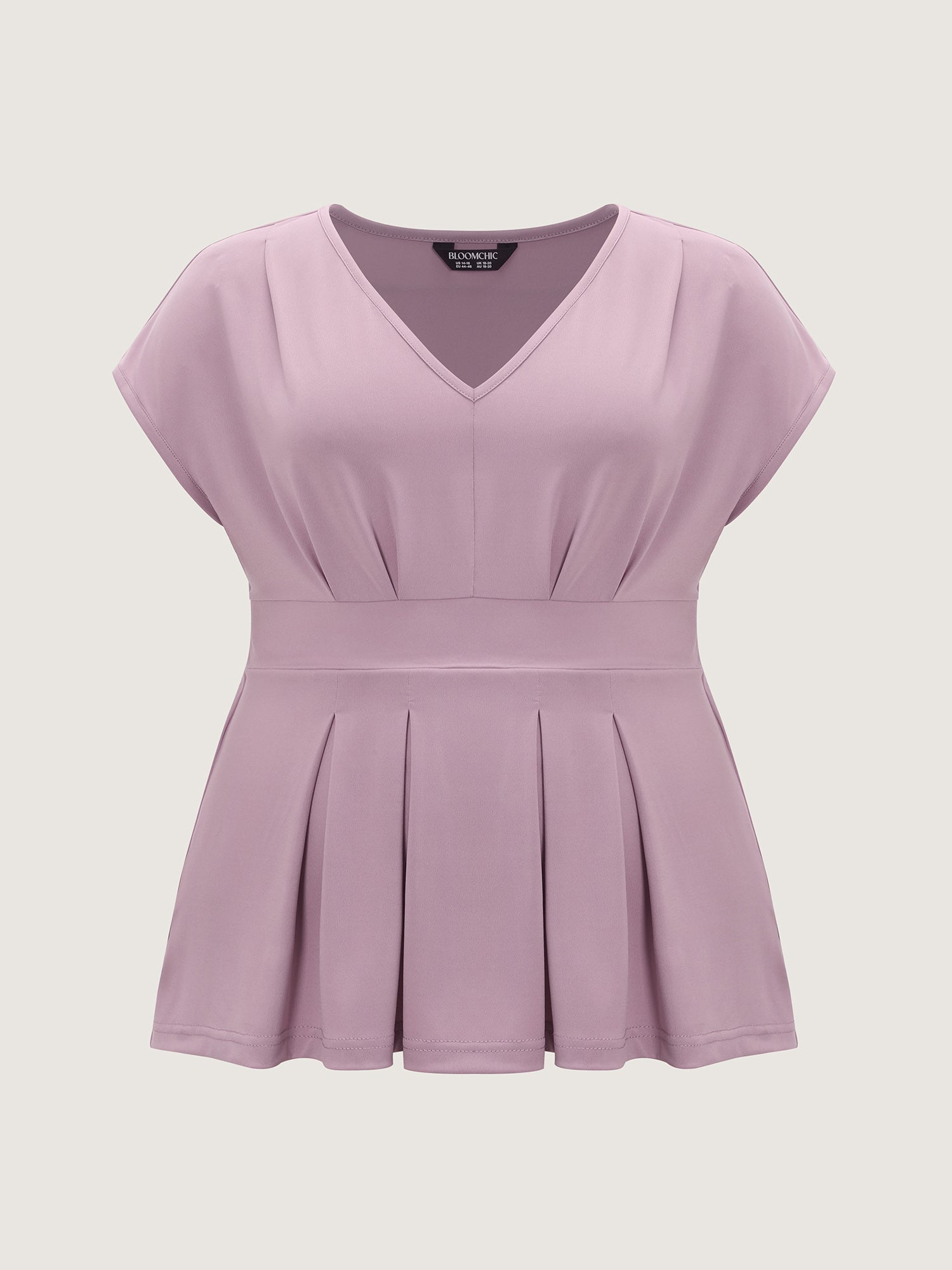 V-Neck Pleated Plain Knit Top