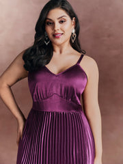 Satin Pleated Skirt Cami Midi Dress