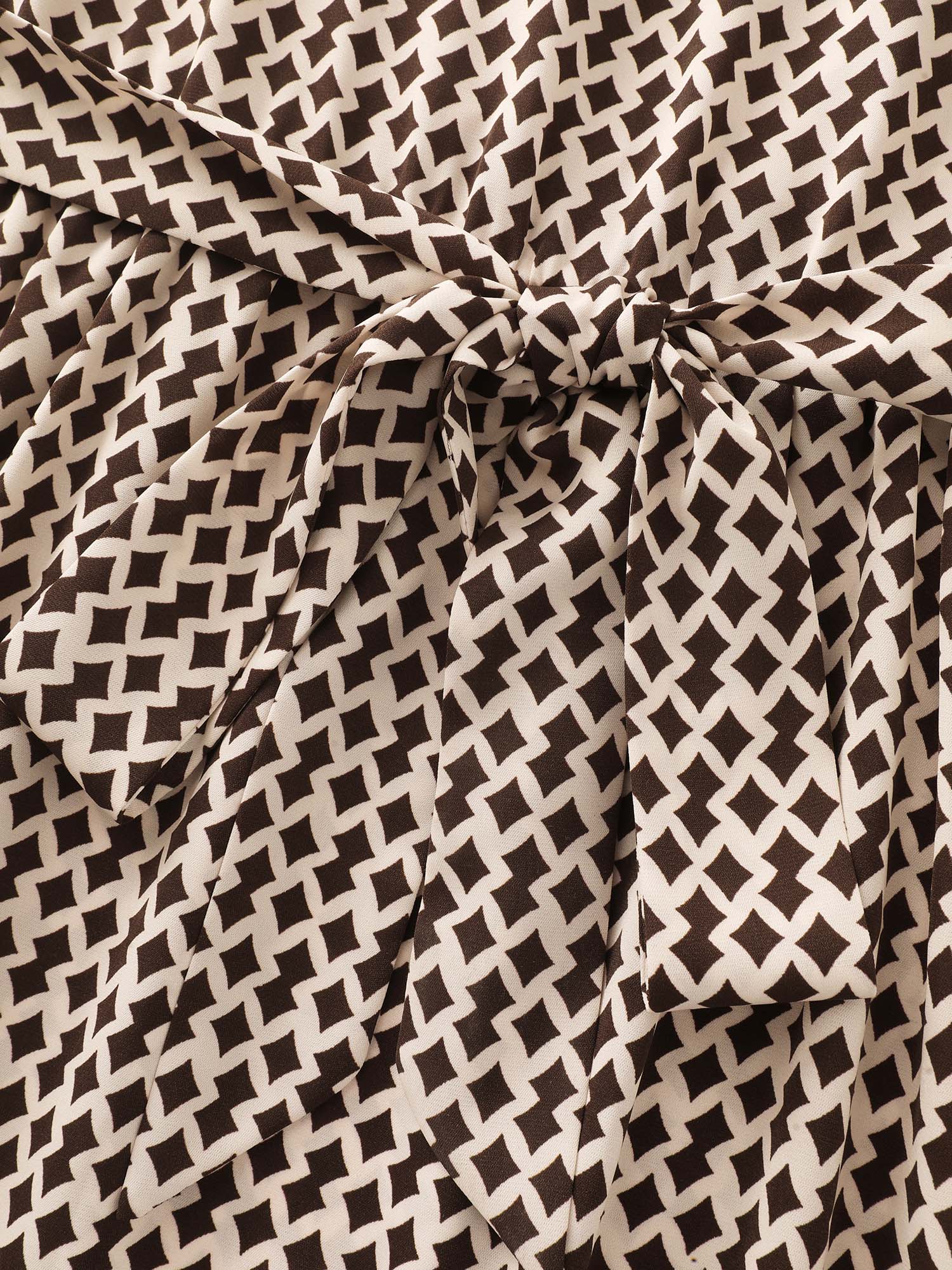 Geometric Print Collared Knit Midi Dress
