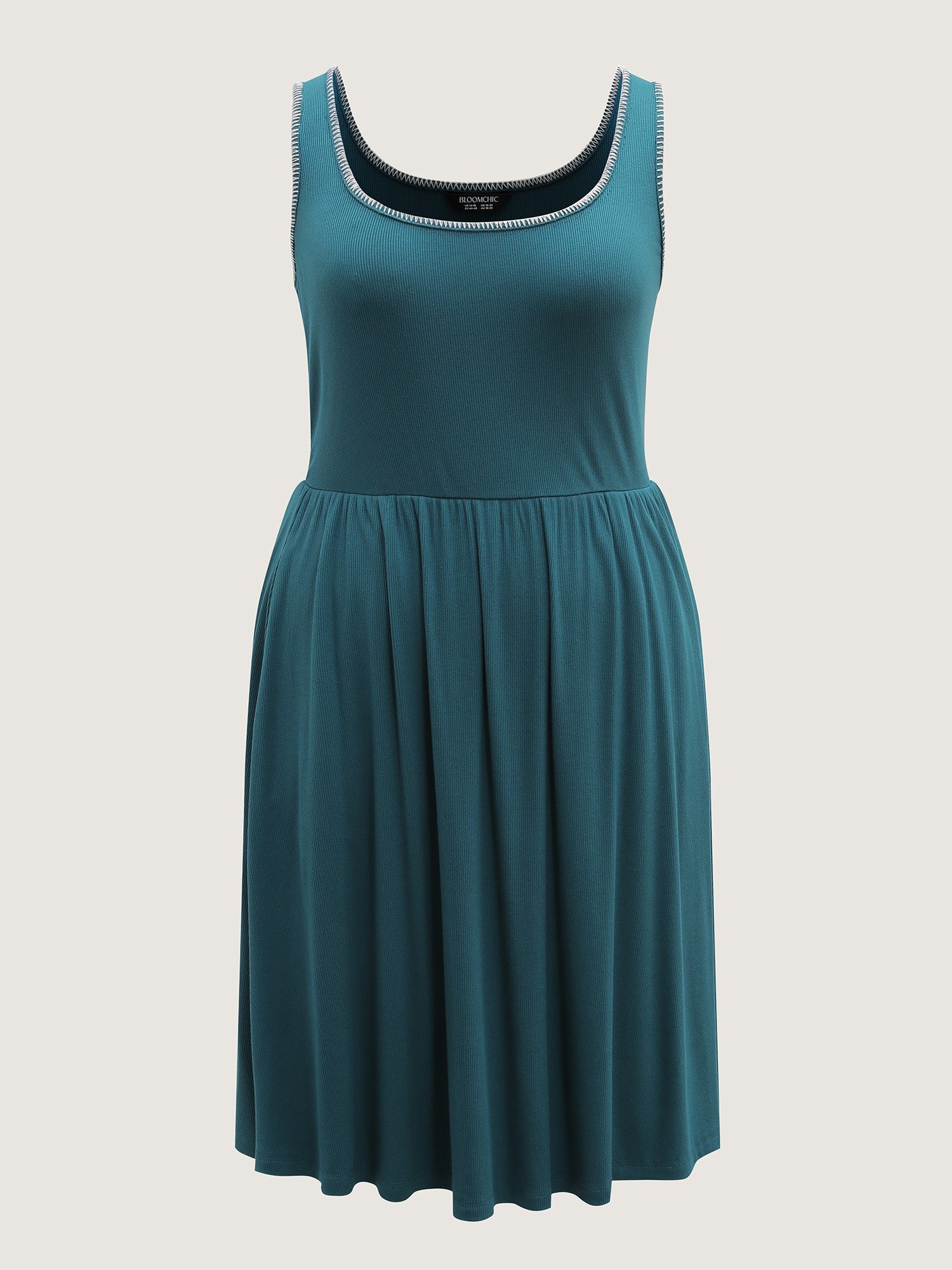 Embroidered Trim Cinched-Waist Stretchy Mini Dress