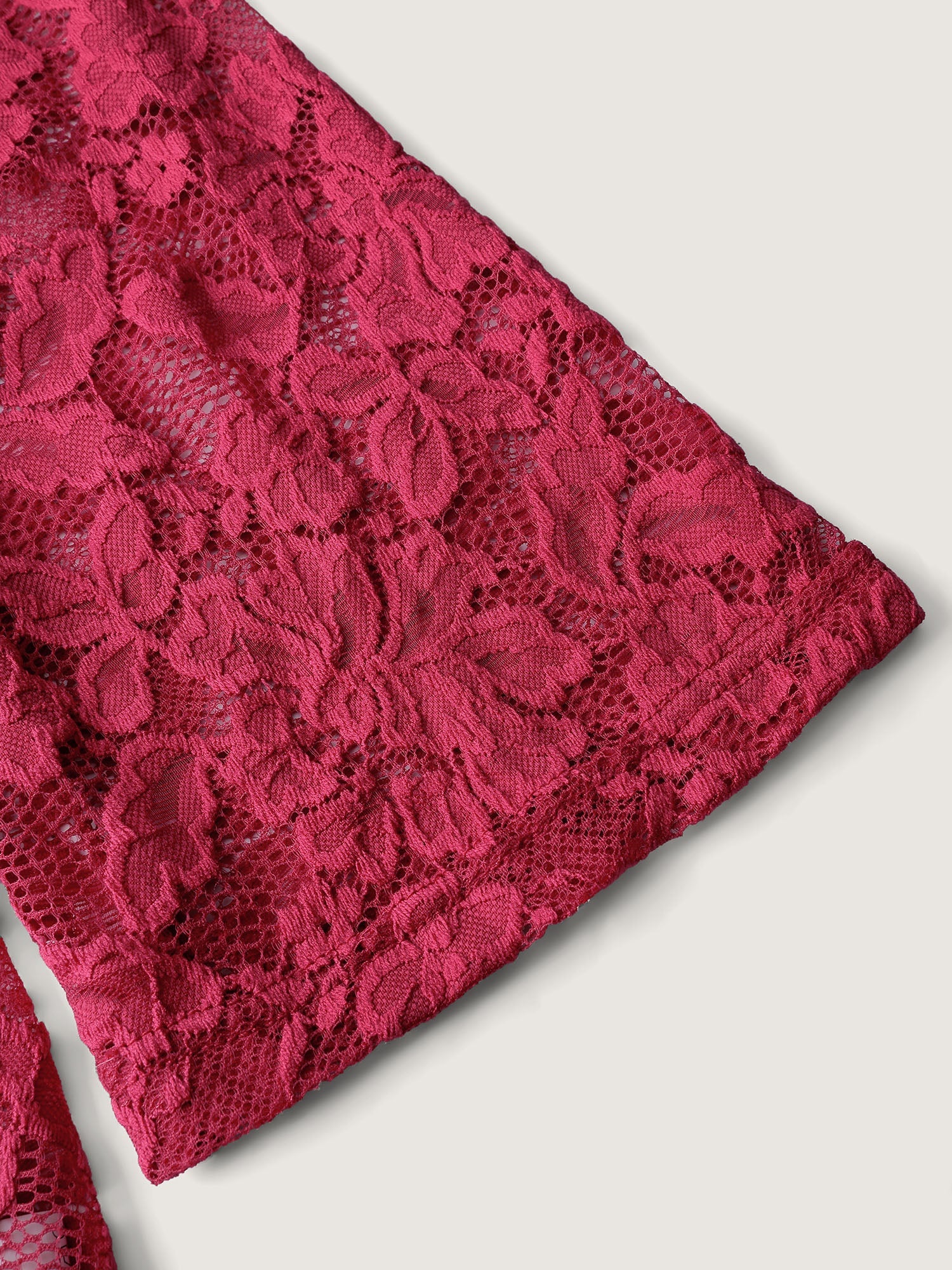 Cut-Out Neckline Sheer Floral Lace Top