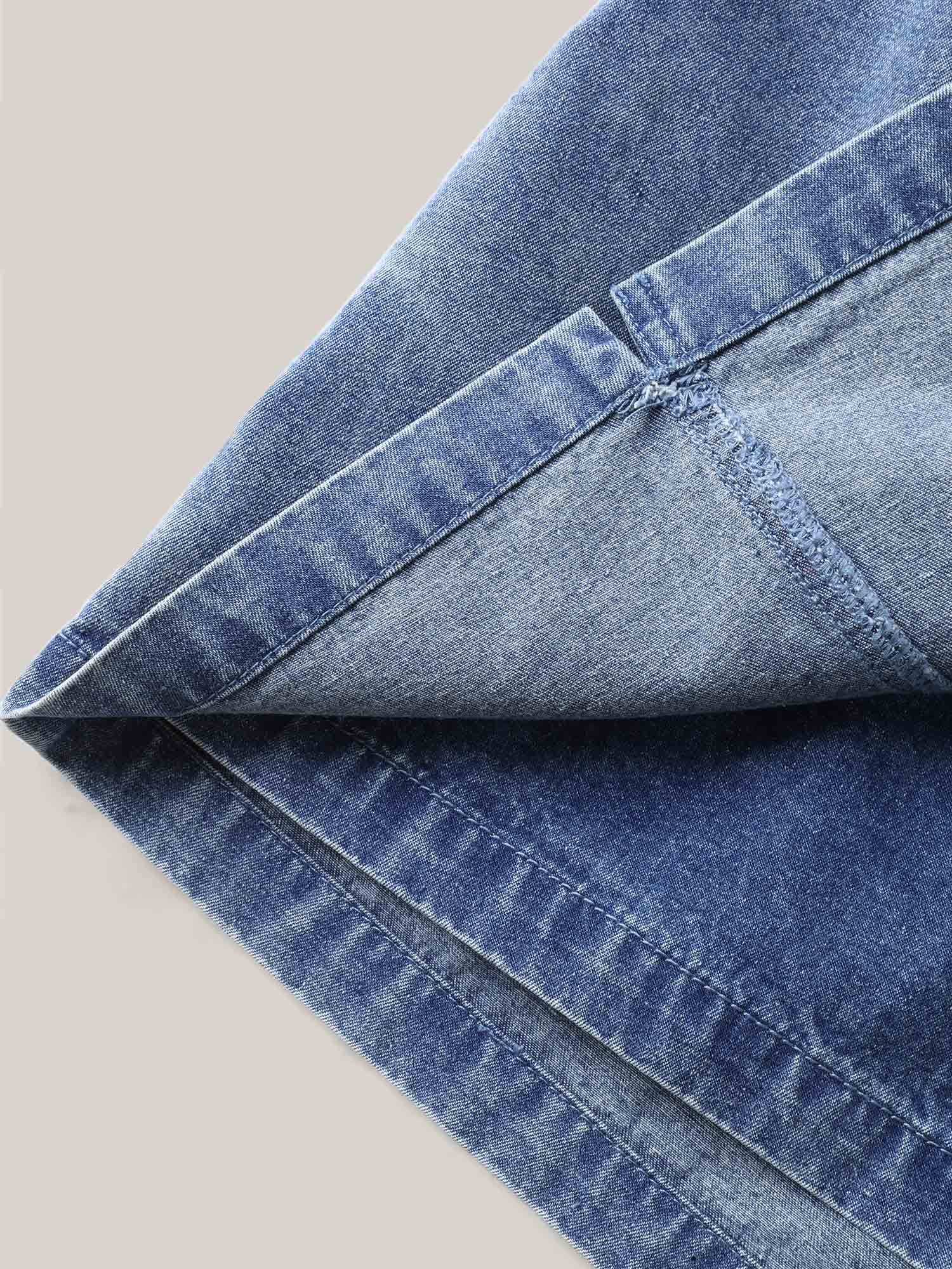 Pull-On Elastic Waist Denim Skort