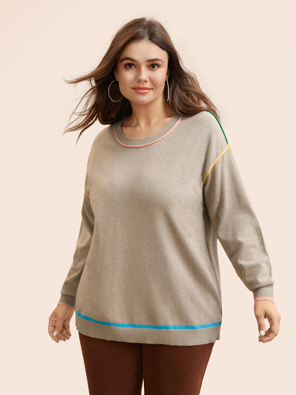 Supersoft Essentials Contrast Trim Drop Shoulder Pullover