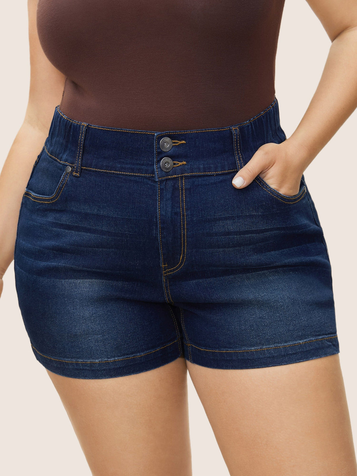 Classic Skinny-Fit High Rise Denim Shorts