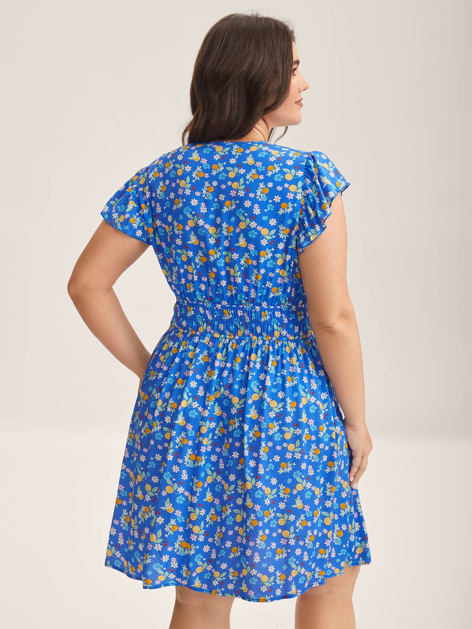 Fruity Floral Stretchy Waist Mini Dress