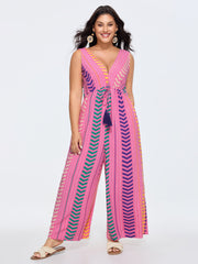 Colorful Geometric Print Tassel Jumpsuit