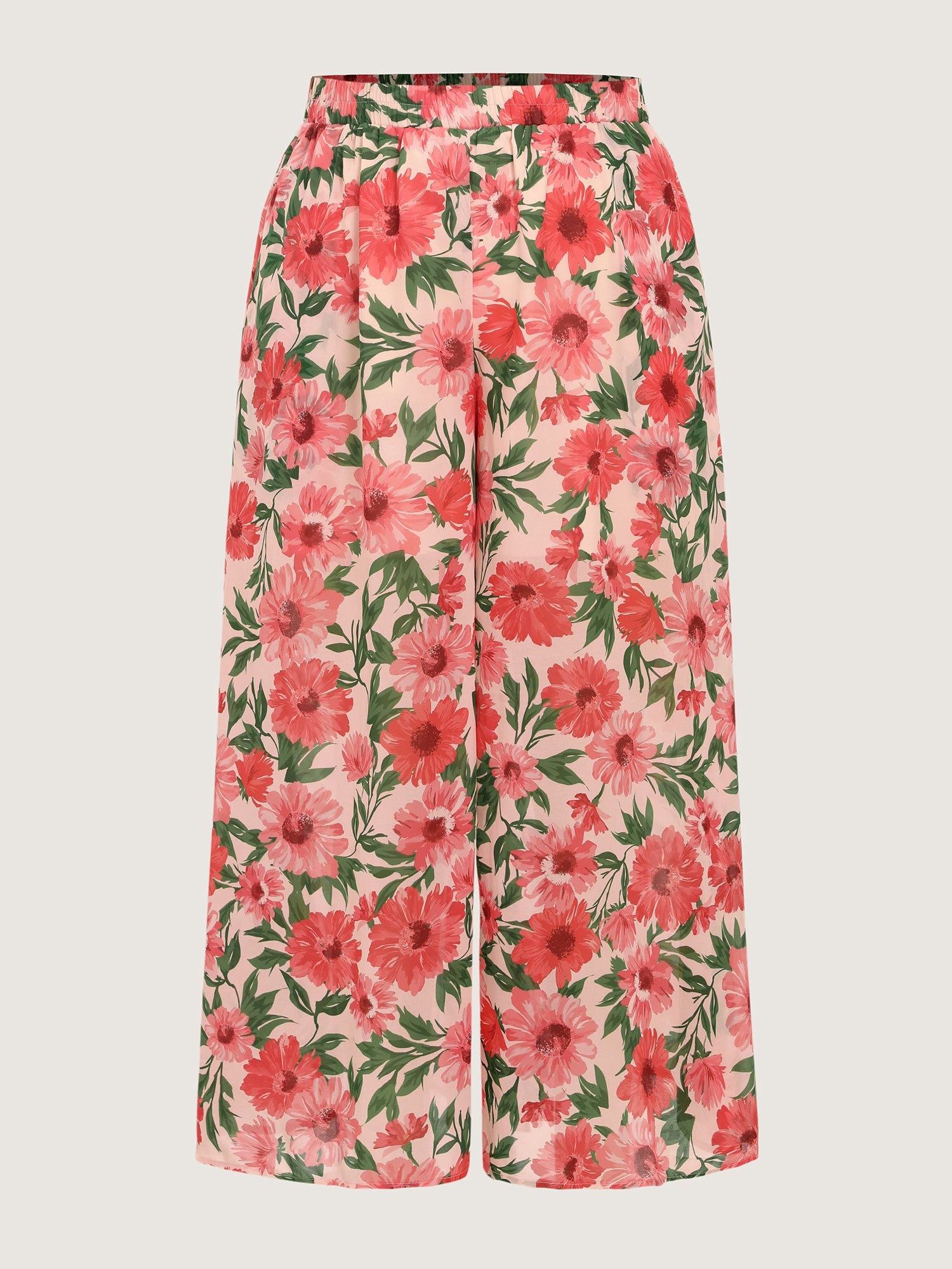 Floral Print Color Contrast Pants