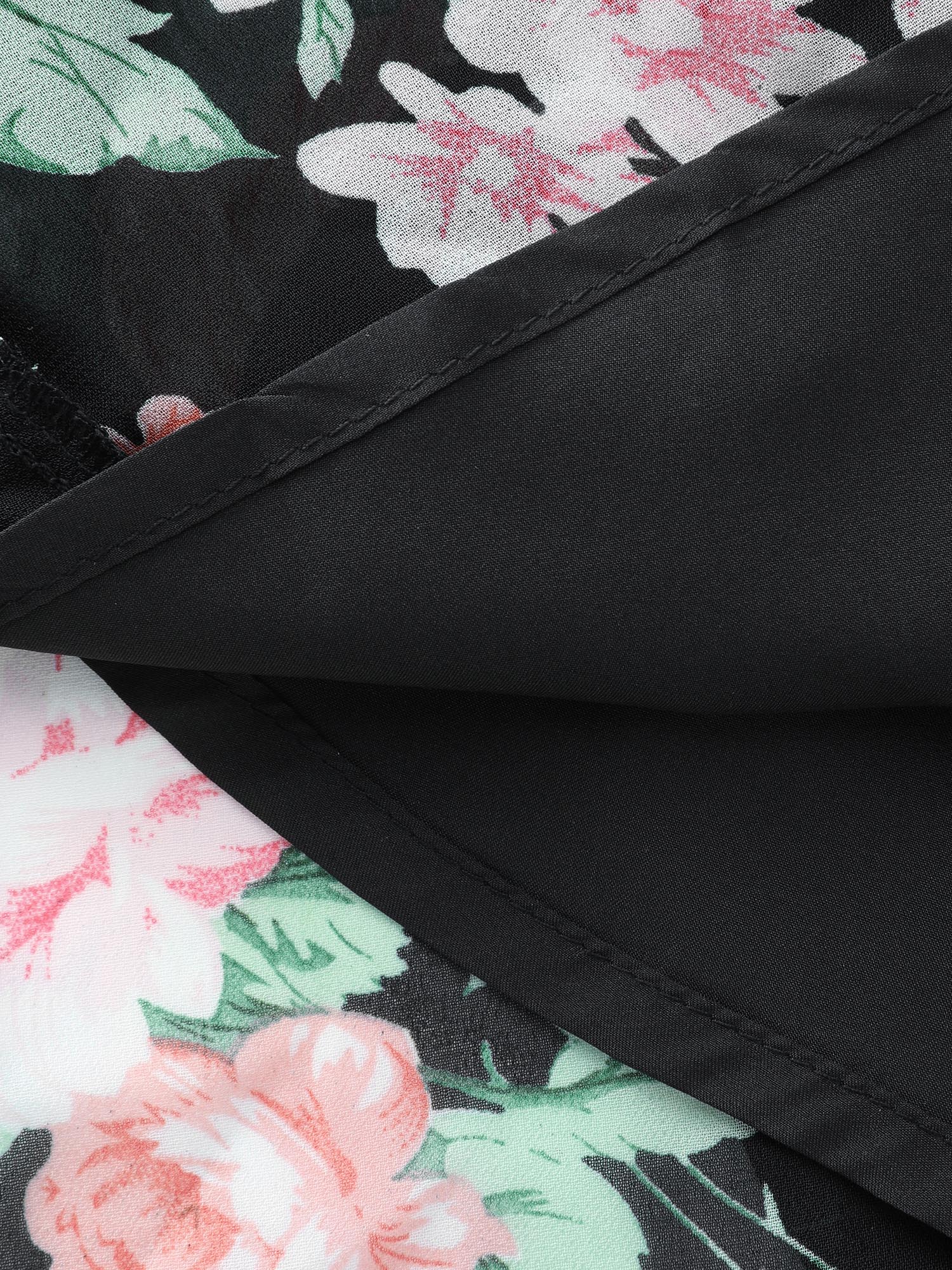Chiffon Floral Pattern Layered Midi Dress