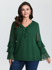 Chiffon Jacquard Layered Sleeve Blouse