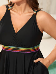 Colorful Webbed Pockets Adjustable Swim Dress
