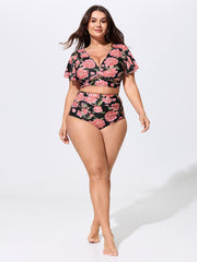 Floral Print Backless Swim Top