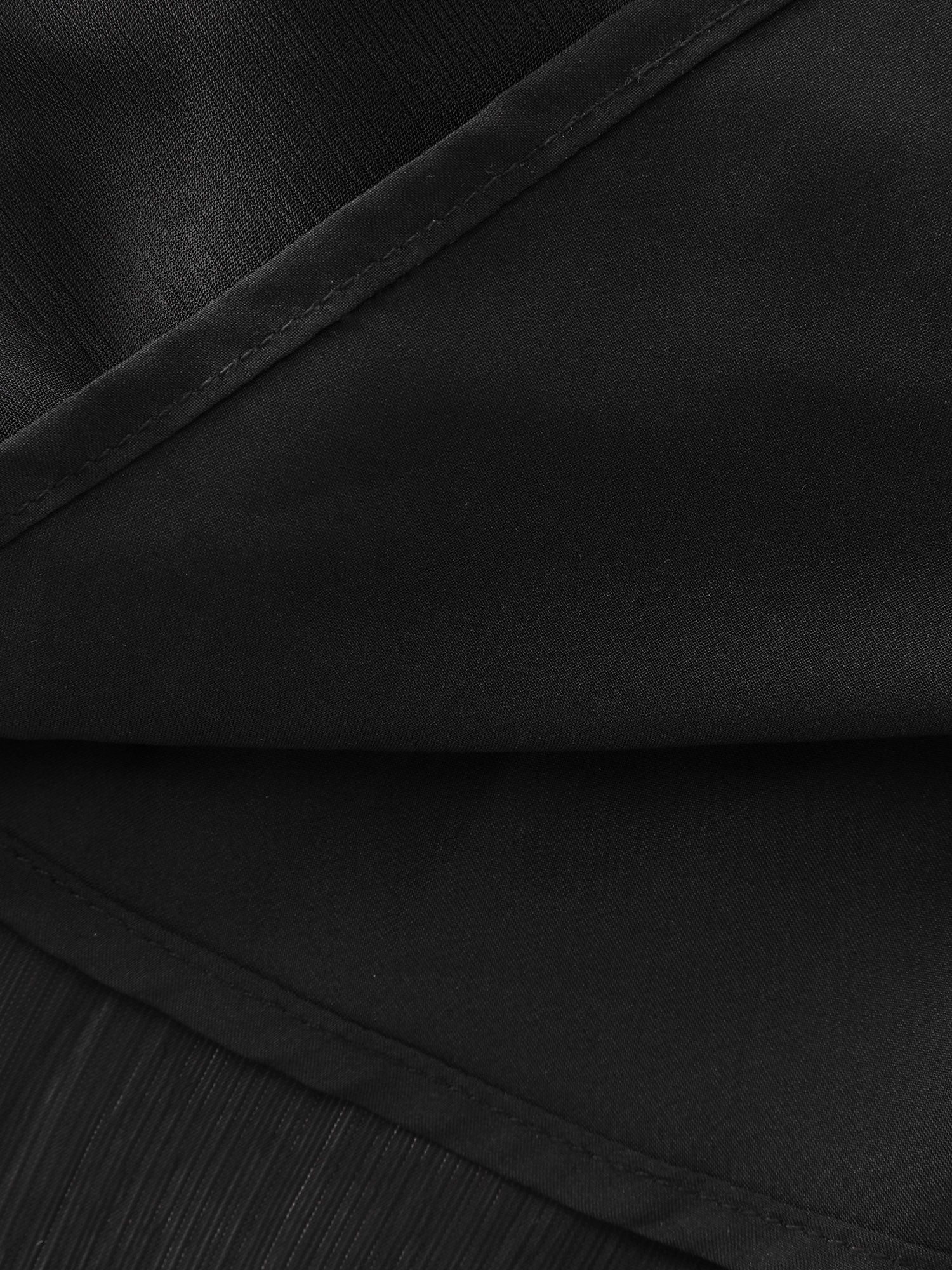 Ruffled Neckline Color Contrast Midi Dress