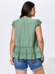 Everyday Pleated Lace Trim Blouse