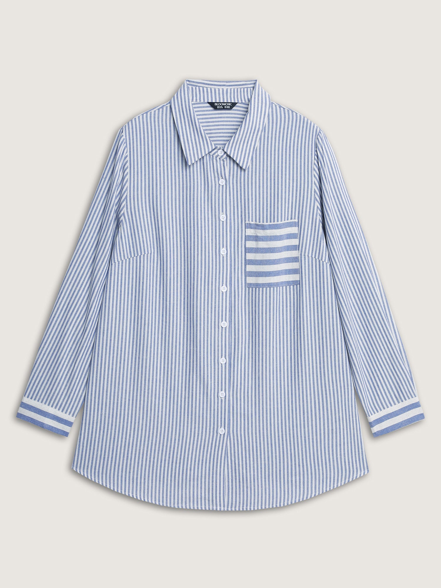Cotton Nautical Striped Pocket Button Down Shirt