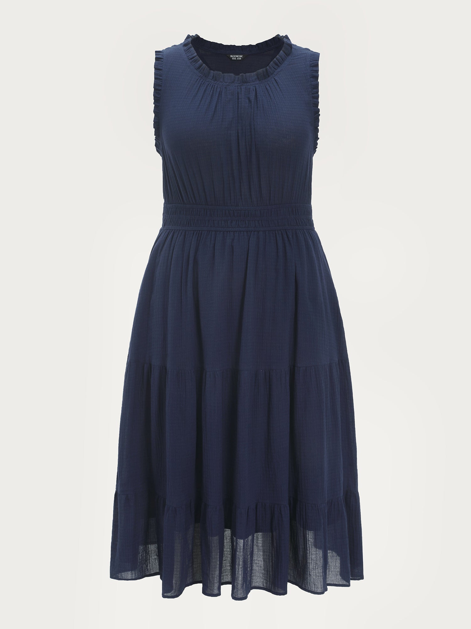 Cotton Sleeveless Waist-Defining Midi Dress