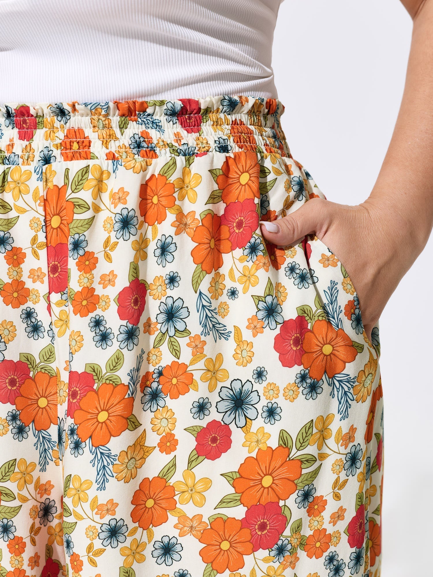 Supersoft Floral Print Ruffled Hem Pants