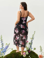 Floral Romance Print Sheer Slit Nightgown