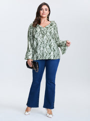 Breezy Floral Print Ruffled Neckline Blouse