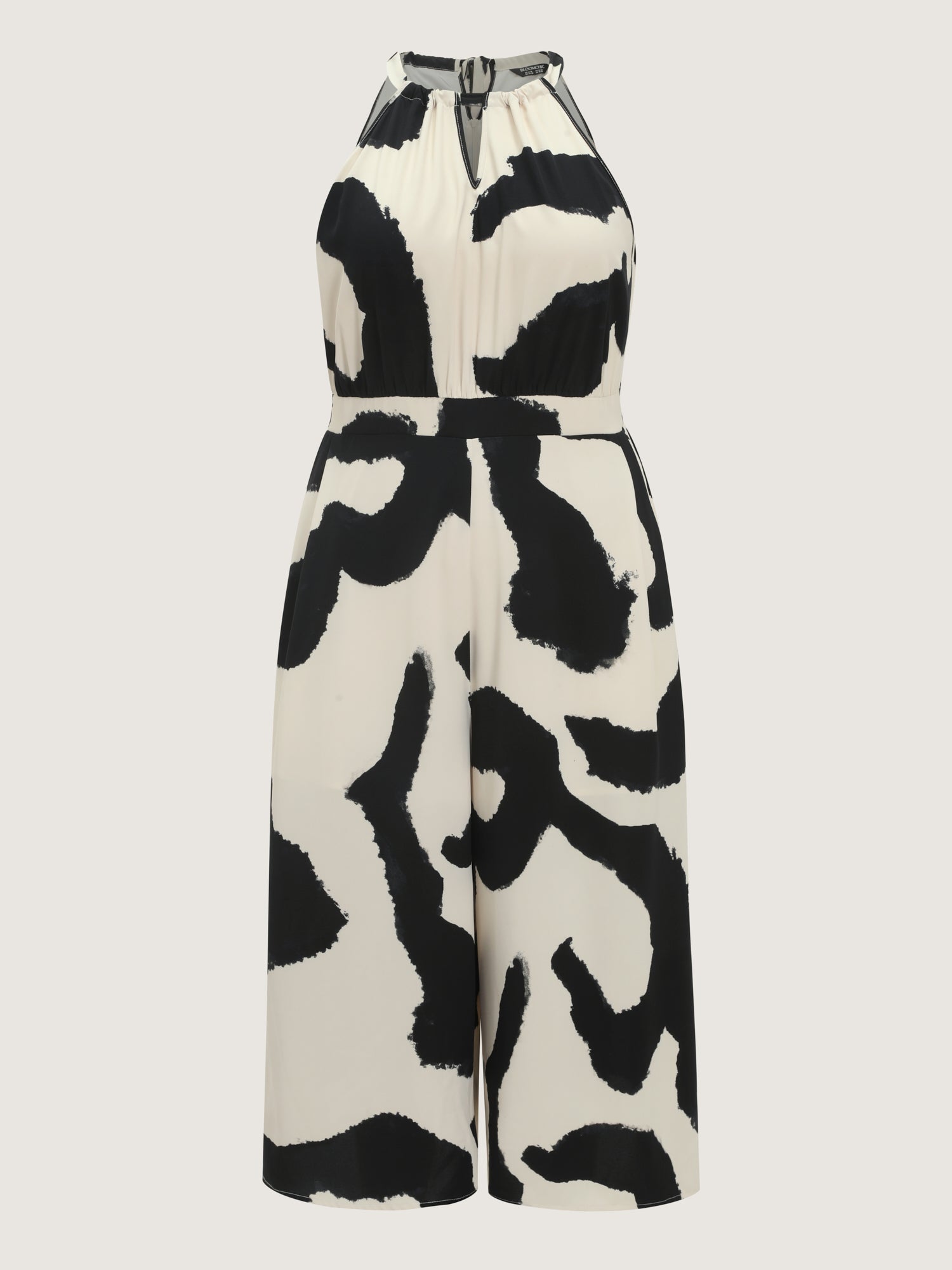 Abstract Floral Print Halter Neckline Jumpsuit