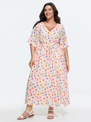 Colorful Paint Strokes Print Flowy Maxi Dress