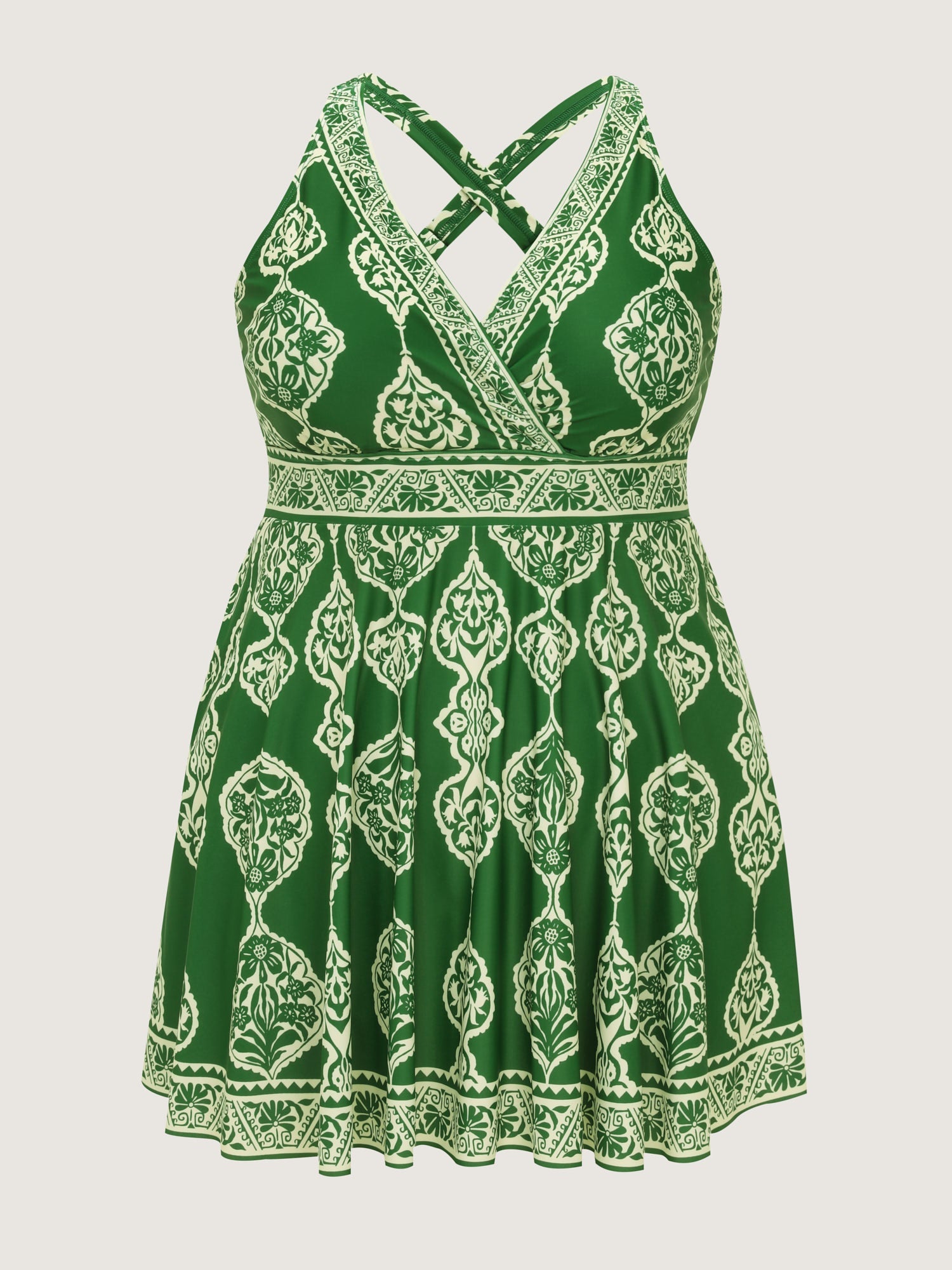 Geometric Print Pocket Swim Dress
