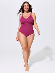 Textured Tummy-Control Supportive One-Piece Swim