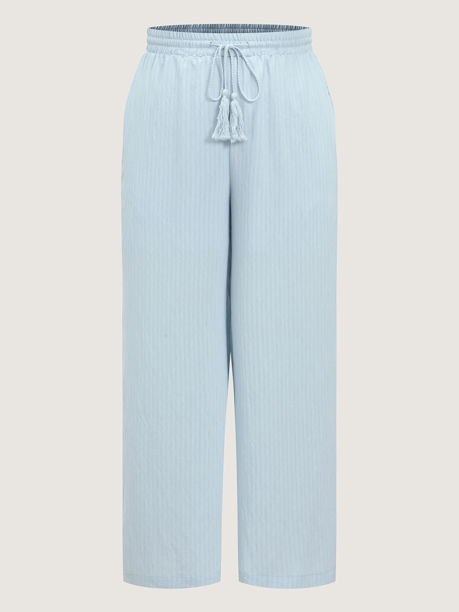 Linen Blend Side Design Drawstring Waist Pants