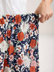 Rayon Breezy Floral Print Tiered Back Maxi Skirt